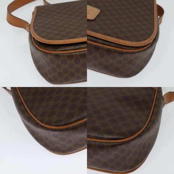 CELINE Macadam Canvas Shoulder Bag Pvc Leather Brown Gold - Picture 10 of 12